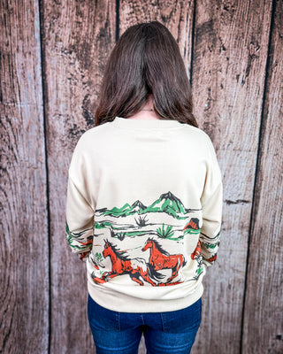 Running Wild Oversized Sweatshirt in Beige
