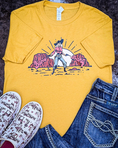 Don't Mess with the Cowgirl Graphic Tee - Mustard