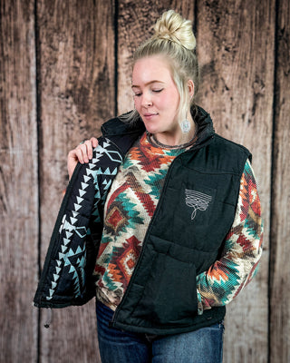 Boot Stitch Puffer Vest in Black
