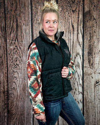 Boot Stitch Puffer Vest in Black