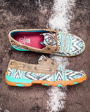 The Trailblazer Twisted X Boat Shoe Driving Moc displayed on cowhide.