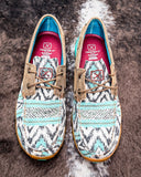 The Trailblazer Twisted X Boat Shoe Driving Moc displayed on cowhide.
