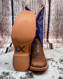 Front and bottom of the Azalea Twisted X Women's 11" Tech X Boot displayed on cowhide.
