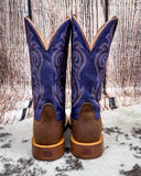 Back view of the Azalea Twisted X Women's 11" Tech X Boot displayed on cowhide with a wood backdrop