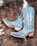 The Twilight Wrangler Circle G Boots displayed on cowhide.