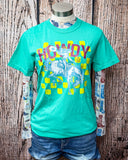 Boot Stamped Collage Mesh Top