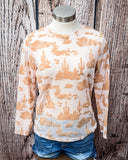 Desert Burnout Mesh Top - Ivory/Beige