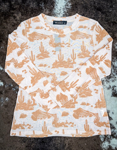 Desert Burnout Mesh Top - Ivory/Beige