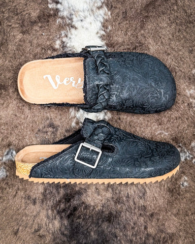 Iris Tooled Slip on Mule in Black by Very G