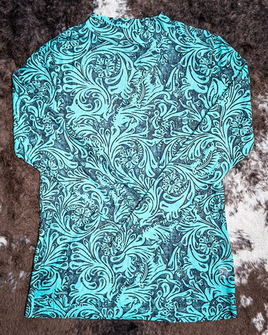 Tooled in Turquoise Mesh Top