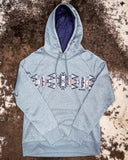 Front view of the Ladies Legendary Hooey Hoodie in Blue Polar Fleece styled on cowhide.