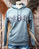 The Ladies Legendary Hooey Hoodie in Blue Polar Fleece styled on a mannequin.