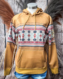 Ladies Legendary Hooey Hoodie in Tan with Thunderbird Accents on a mannequin. 