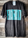 Howdy Block Graphic Tee - Black Leopard - Western Tee -Bronco Western Supply Co. 