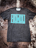 Howdy Block Graphic Tee - Black Leopard - Western Tee -Bronco Western Supply Co. 