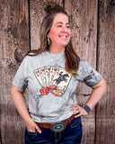 Cowboy Playing Cards Graphic Tee - Smoke