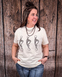 Model wearing T-shirt 
