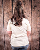 Model wearing T-shirt 