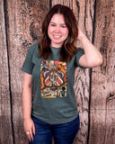 Model wearing T-shirt 