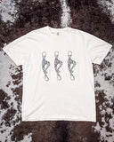T-shirt laying on Cowhide rug 