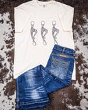 T-shirt on Cowhide rug with jeans