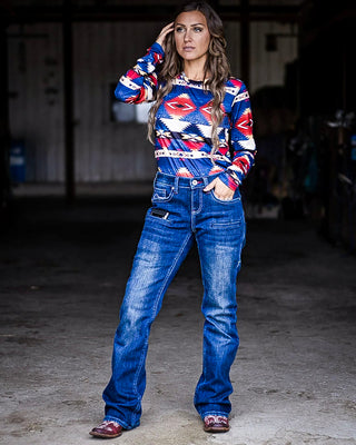 Double Down Flannel Lined Bootcut Jeans in Dark Wash by Cowgirl Tuff