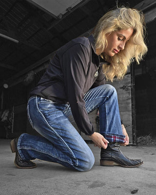 Famous Flannel Bootcut Jeans by Cowgirl Tuff