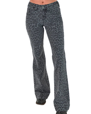 Gray Leopard Trouser Jeans by Cowgirl Tuff