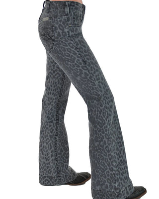 Gray Leopard Trouser Jeans by Cowgirl Tuff