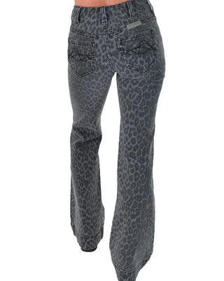 Gray Leopard Trouser Jeans by Cowgirl Tuff