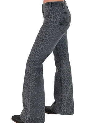 Gray Leopard Trouser Jeans by Cowgirl Tuff