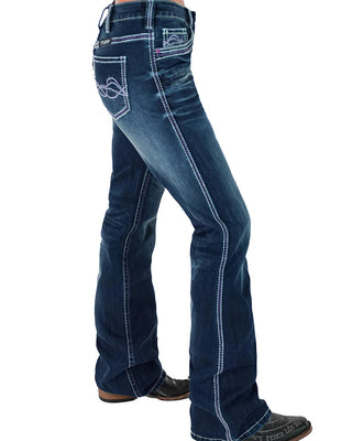 Purple Hurricane Bootcut Jeans in Dark Wash by Cowgirl Tuff