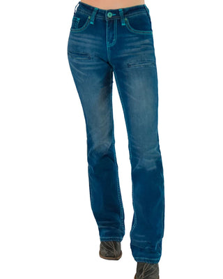 Turquoise Never Give Up Bootcut Jeans by Cowgirl Tuff
 Jeans By Cowgirl Tuff