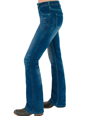 Turquoise Never Give Up Bootcut Jeans by Cowgirl Tuff
 Jeans By Cowgirl Tuff