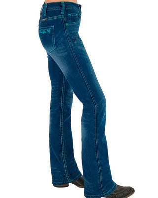 Turquoise Never Give Up Bootcut Jeans by Cowgirl Tuff
 Jeans By Cowgirl Tuff