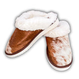 Myra Bag - Alamosa Hair-on Hide Lined Slippers in Brown & White