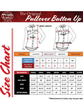 Size chart for the High Noon Shine Top – Rust Metallic Button Up with Paisley Detail