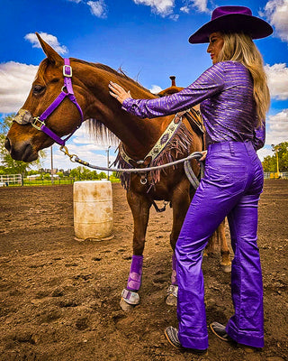 Purple Flirt Pull On Trousers in Purple by Cowgirl Tuff