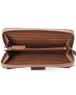 Brown leather wallet on a white background