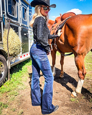 Sapphire Sport Trouser Jeans in Dark Wash by Cowgirl Tuff