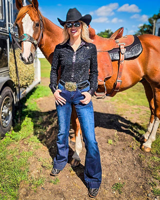 Sapphire Sport Trouser Jeans in Dark Wash by Cowgirl Tuff