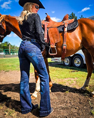 Sapphire Sport Trouser Jeans in Dark Wash by Cowgirl Tuff