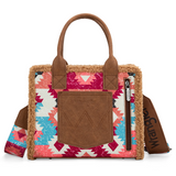 Wrangler Sherpa Tote Southwestern Print Canvas Tote/Crossbody - Brown - Bronco Western Supply Co.