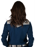Cowgirl Tuff Prescott Pearl Snap – Denim Button Up with Boot Stitch Embroidery