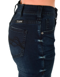 Side view of the jeans on a model.