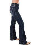 Side view of the jeans on a model.