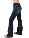 Side view of the jeans on a model.