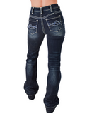 Back view of the jeans on a model.