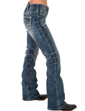 Side view of the jeans on a model.