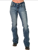 Front view of the jeans on a model.